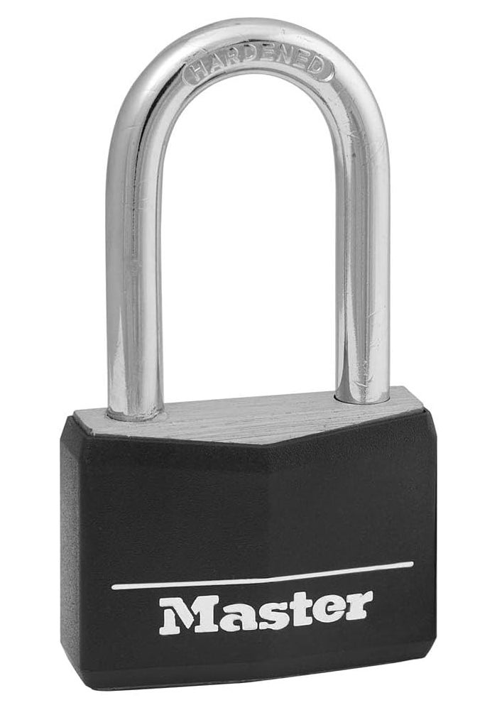 Master Lock Covered Aluminum Padlock with Key - 1 Pack, 141DLF, Black - Image 1