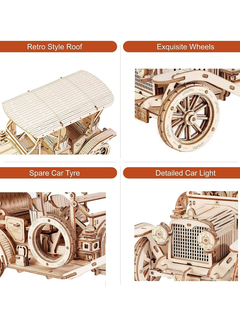 Robotime ROKR Vintage Car 3D Wooden Puzzle MC801 Premium 3D Puzzle Building Kits for Adults & Teens - Decorative Home Décor, Ramadan & Holiday Gift (Eid and Birthday) for Puzzle Enthusiasts, Stress Relief STEM Project - Image 3