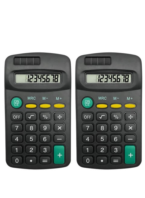 Pocket Size Mini Calculators Handheld Angled 8-Digit Display Calculator Basic Standard Calculators Small Accounting Desktop Calculator for Office School and Home (2 Pieces)