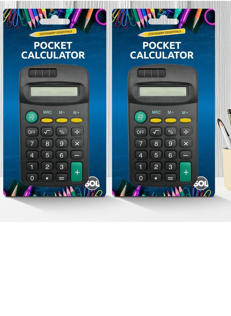 SYOSI - Pocket Size Mini Calculators Handheld Angled 8-Digit Display Calculator Basic Standard Calculators Small Accounting Desktop Calculator for Office School and Home (2 Pieces) - Image 1