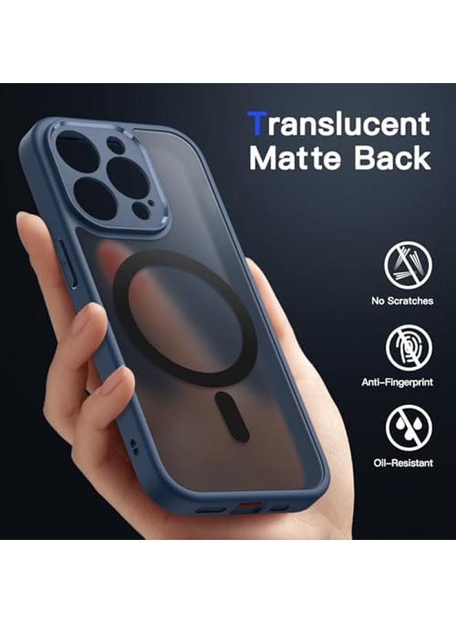 جي تيك جراب مغناطيسي لهاتف iPhone 13 Pro مقاس 6.1 بوصة متوافق مع Magsafe مع عدسة كاميرا خلفية شفافة غير لامعة حماية كاملة غطاء هاتف نحيف مقاوم للصدمات باللون الأزرق الداكن - Image 2