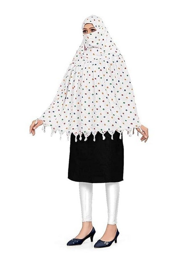 CozyCrest Pure Cotton, Long Scarf Cum Mask White Printed Design, Universal Size For Girl Women, Sun Protection Usable for Vehicle Driver Innovative - Image 3