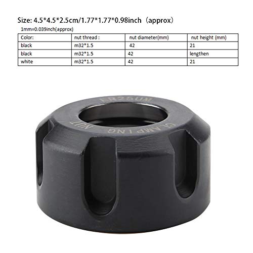Hyuduo ER25 Clamping Nuts, Metal Collet Nut Chuck Holder Lathe Machine Tools Dynamic Balancing Nut Extras Swapping Precision Collets M32(M32*1.5-Black) - Image 2