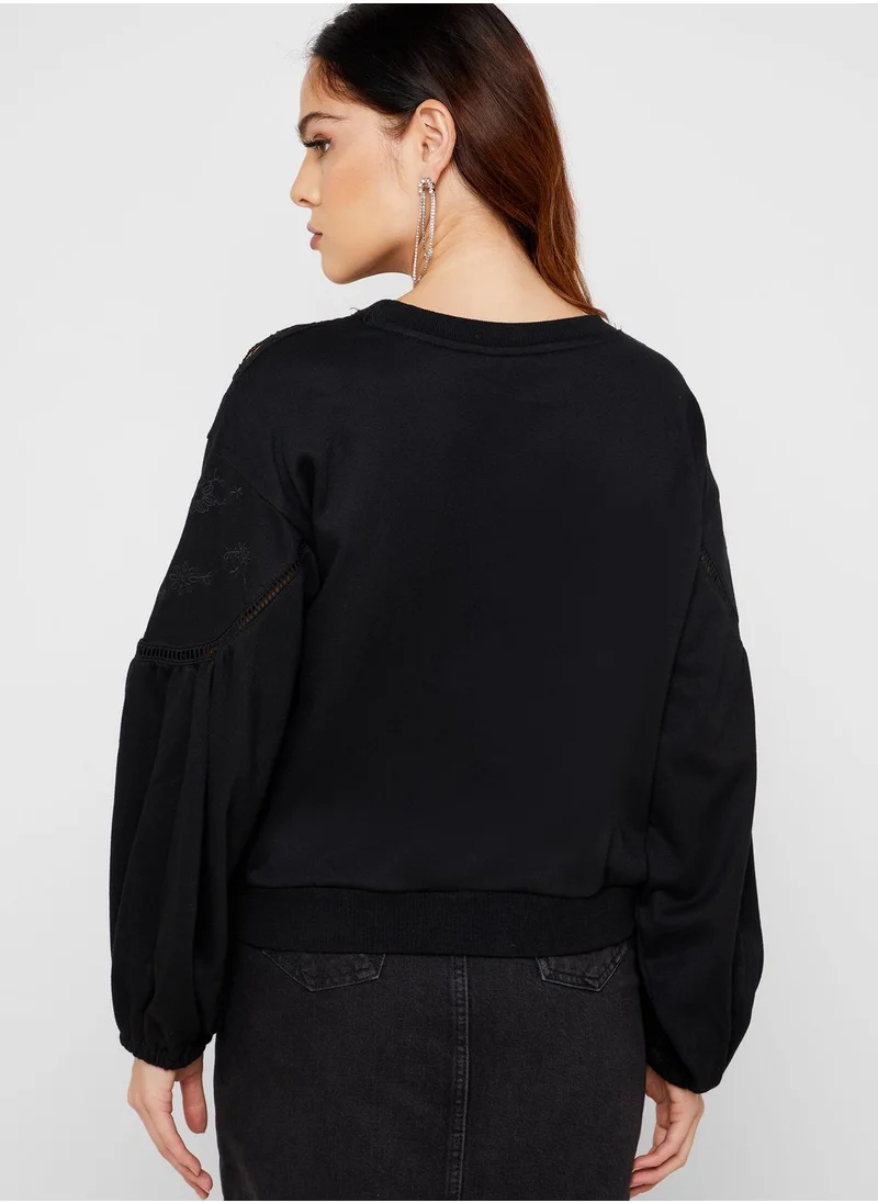 LOST INK Lace Trim Sweater