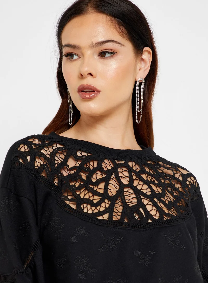 LOST INK Lace Trim Sweater