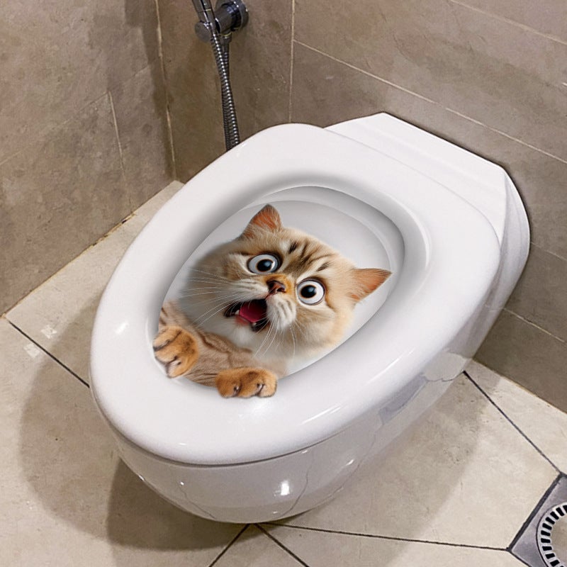 Travel Kang 3D Cat Toilet Stickers Wall Stickers Toilet Toilet Lid Decoration Renovation Self-Adhesive Wall Stickers - Image 3