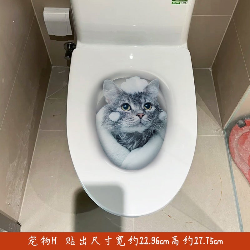 Travel Kang 3D Cat Toilet Stickers Wall Stickers Toilet Toilet Lid Decoration Renovation Self-Adhesive Wall Stickers - Image 1