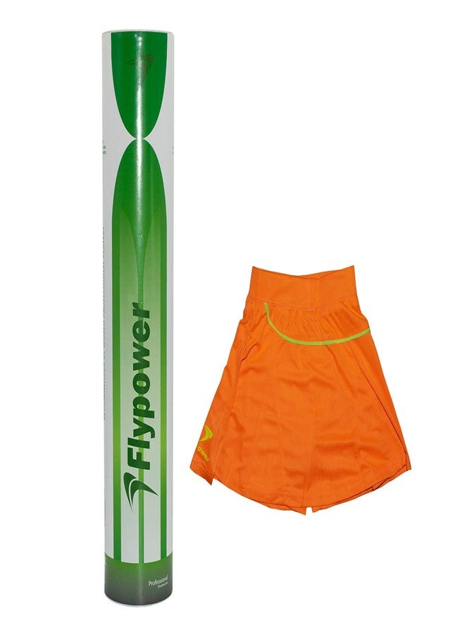 FLYPOWER Badminton Feather Shuttle Cock Green with Skirt UTARI Orange Size J-2 - Image 2
