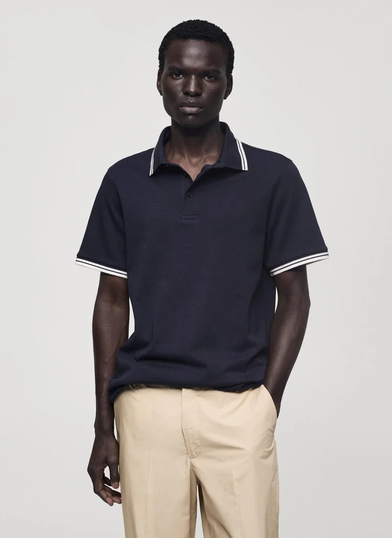 Mango Man Polo Shirt With Contrast Piping