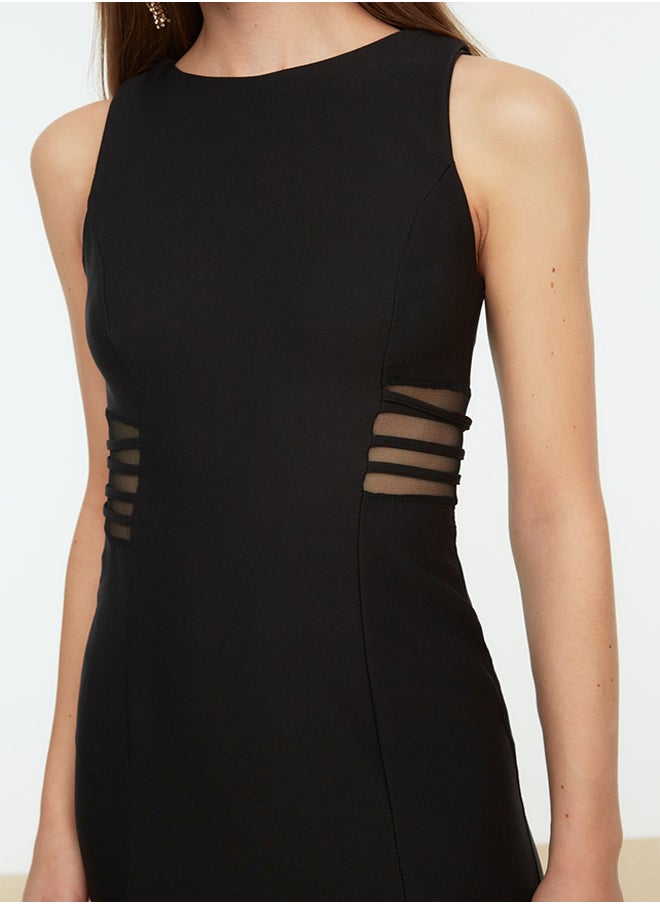 trendyol - Black Waist Detailed Woven Elegant Evening Dress TPRSS21EL2191 - Image 1
