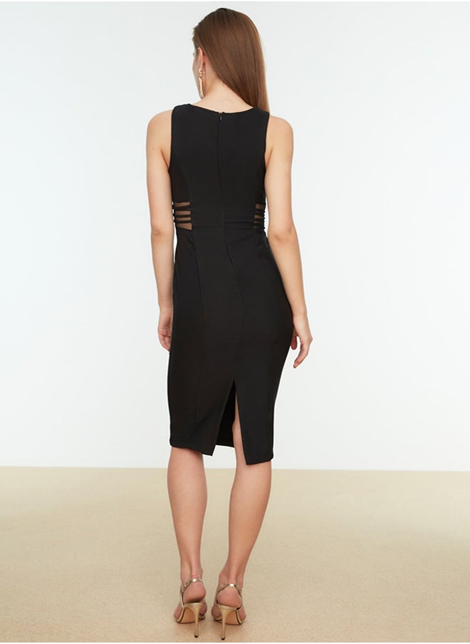 trendyol - Black Waist Detailed Woven Elegant Evening Dress TPRSS21EL2191 - Image 1