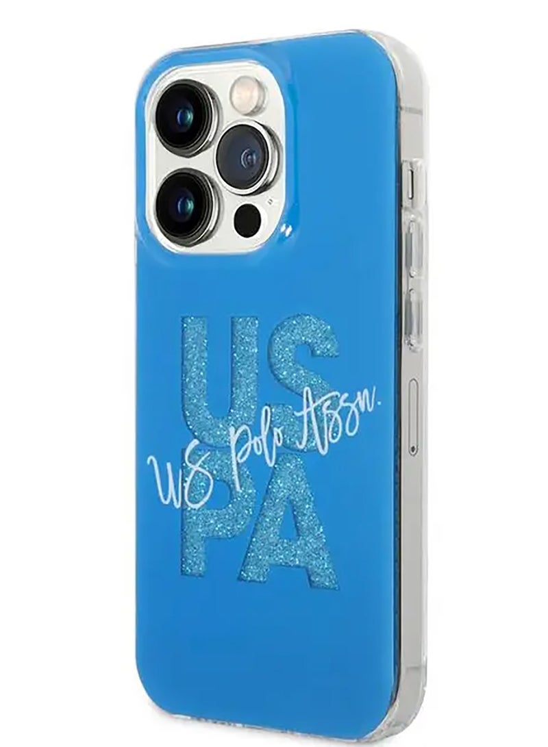 يو اس بولو IML غطاء حماية صلب لامع لهاتف آيفون 15 برو ماكس - أزرق - Image 1