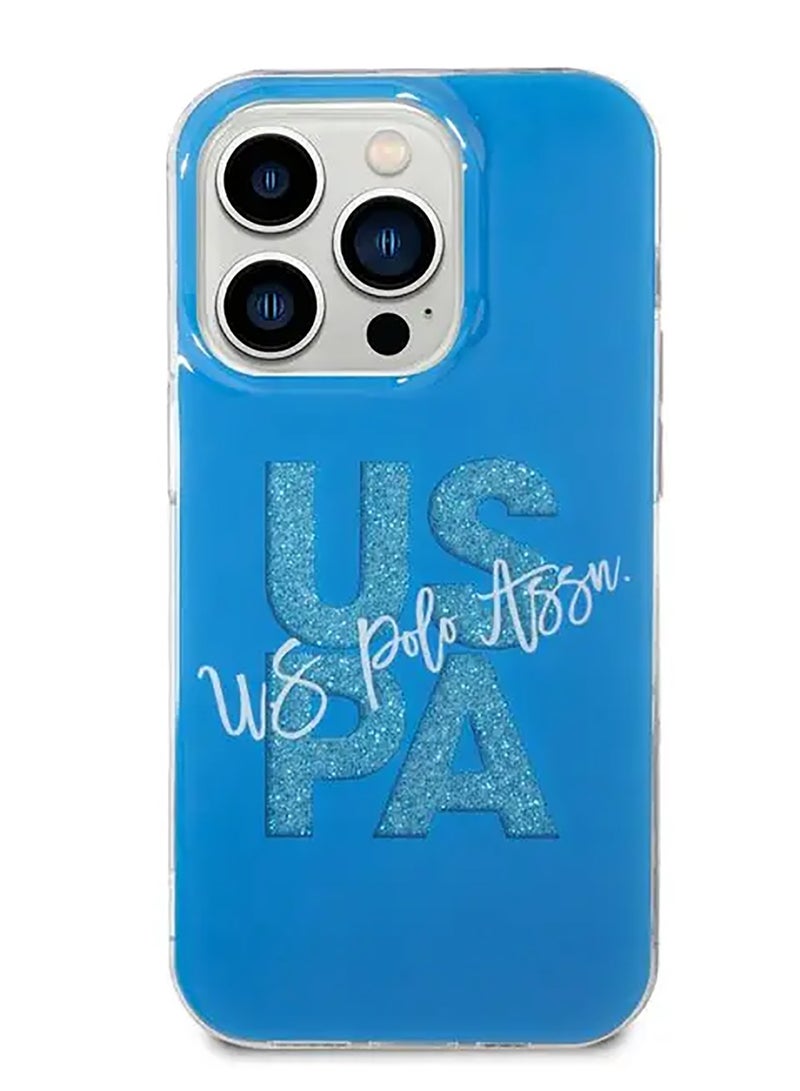 يو اس بولو IML غطاء حماية صلب لامع لهاتف آيفون 15 برو ماكس - أزرق - Image 3