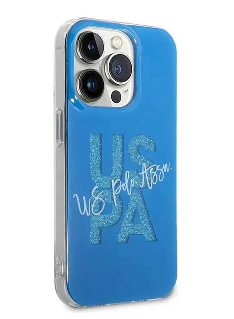 يو اس بولو IML غطاء حماية صلب لامع لهاتف آيفون 15 برو ماكس - أزرق - Image 4