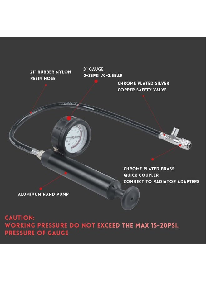 VAGNEUS 16 Pcs Universal Radiator Pressure Tester Kit,Coolant Pressure Tester kit with 13 Radiator Adapters,Precise Coolant Leak Detector for All Vehicle Cooling System - Image 4