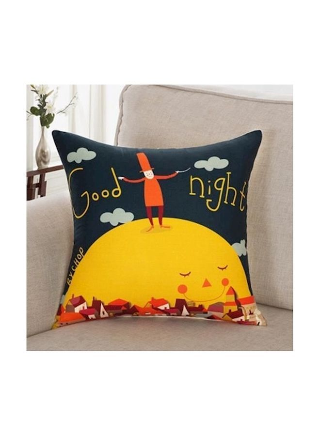 NIBEMINENT Good Night World Printing Cotton Linen Square Throw Pillow Case Cushion Cover Multicolour 45x45centimeter - Image 1