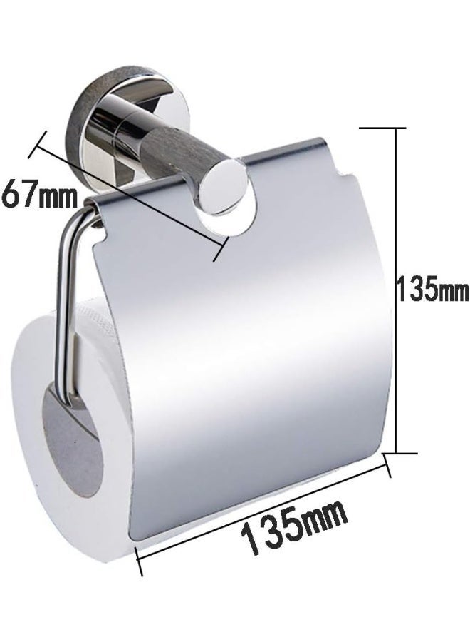 Stainless Steel Wall-Mounted Toilet Paper Holder with Splash-Proof Cover Flap - Image 4
