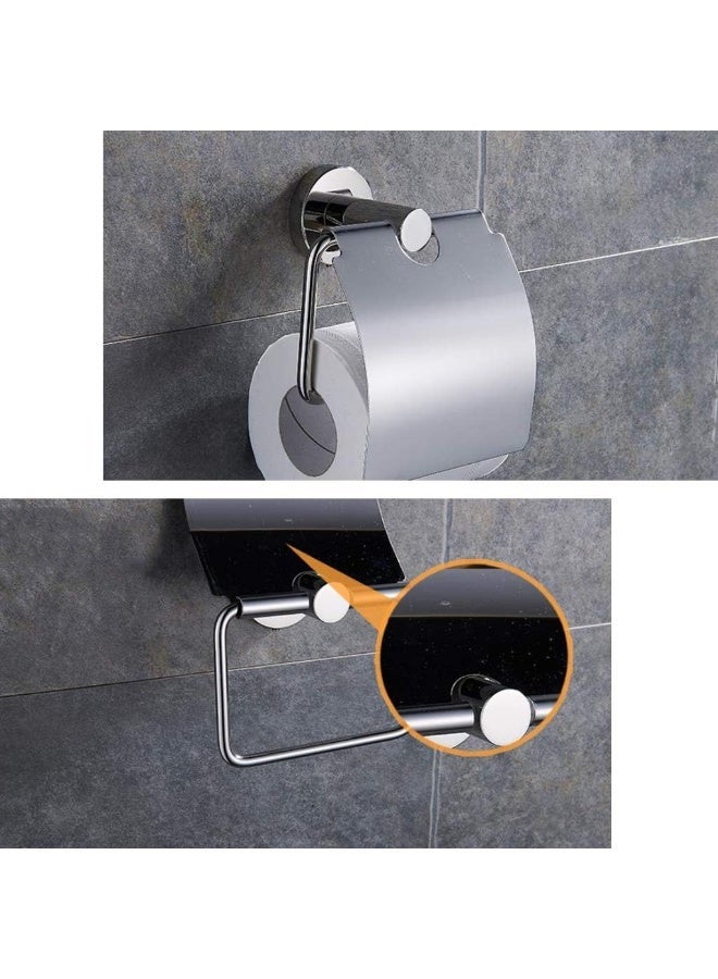 Stainless Steel Wall-Mounted Toilet Paper Holder with Splash-Proof Cover Flap - Image 2