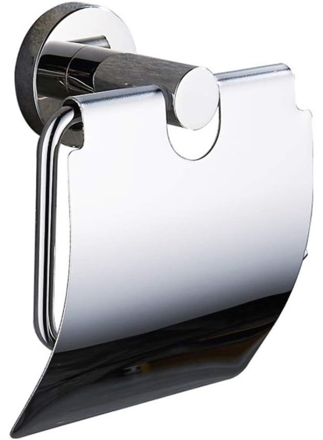 Stainless Steel Wall-Mounted Toilet Paper Holder with Splash-Proof Cover Flap - Image 1