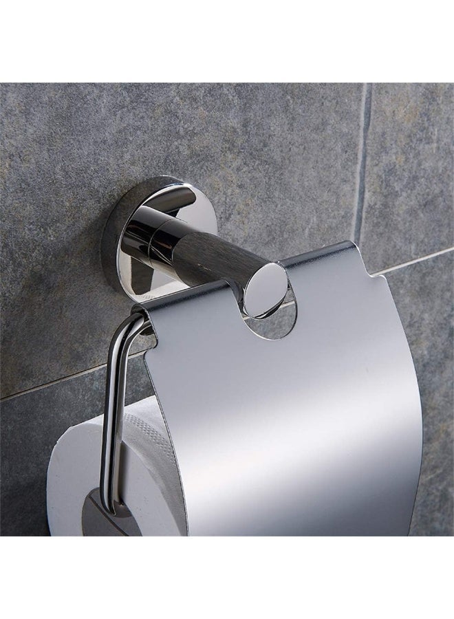 Stainless Steel Wall-Mounted Toilet Paper Holder with Splash-Proof Cover Flap - Image 3