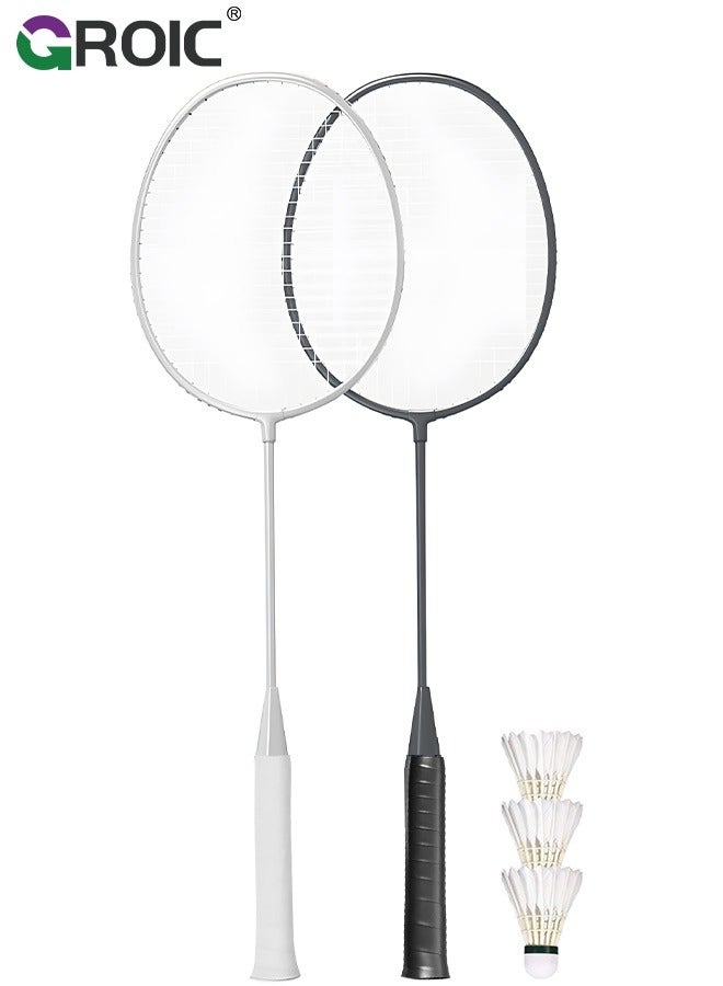 GROIC 1 Pairs Badminton Rackets Set with 3 Balls and Carry Bag, Lightweight Professional Racket for Beginners, Outdoor Sport, Training  - Image 1