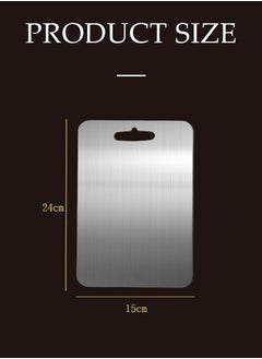 DUNISO Stainless steel cutting board, thickened anti slip cutting board for household kitchen, double sided usable, easy to clean, suitable for meat, cheese, vegetables and fruits, 15 * 24cm, silver  - Image 2