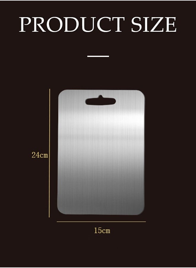 DUNISO Stainless steel cutting board, thickened anti slip cutting board for household kitchen, double sided usable, easy to clean, suitable for meat, cheese, vegetables and fruits, 15 * 24cm, silver  - Image 2