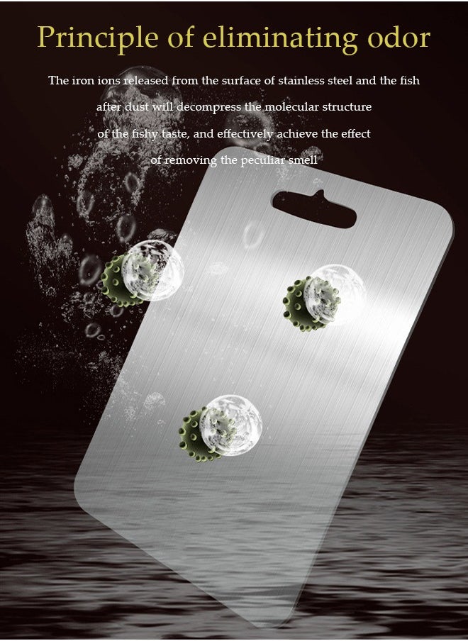 DUNISO Stainless steel cutting board, thickened anti slip cutting board for household kitchen, double sided usable, easy to clean, suitable for meat, cheese, vegetables and fruits, 15 * 24cm, silver  - Image 5