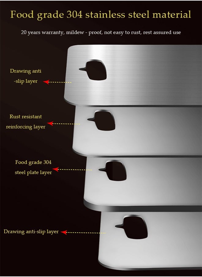 DUNISO Stainless steel cutting board, thickened anti slip cutting board for household kitchen, double sided usable, easy to clean, suitable for meat, cheese, vegetables and fruits, 15 * 24cm, silver  - Image 4