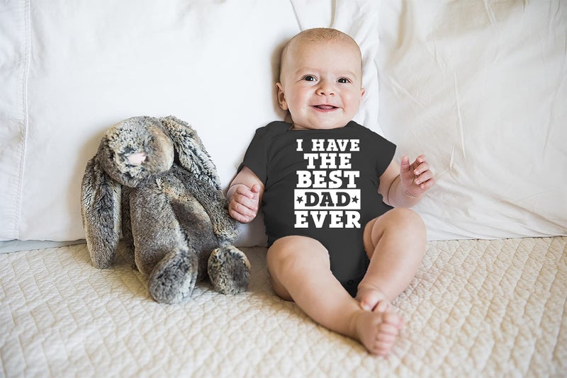 Funnwear I Have The Best Dad Ever - Funny Baby Essentials Bodysuit Romper - Newborn Baby Girl Clothes (Newborn, Black) - Image 2