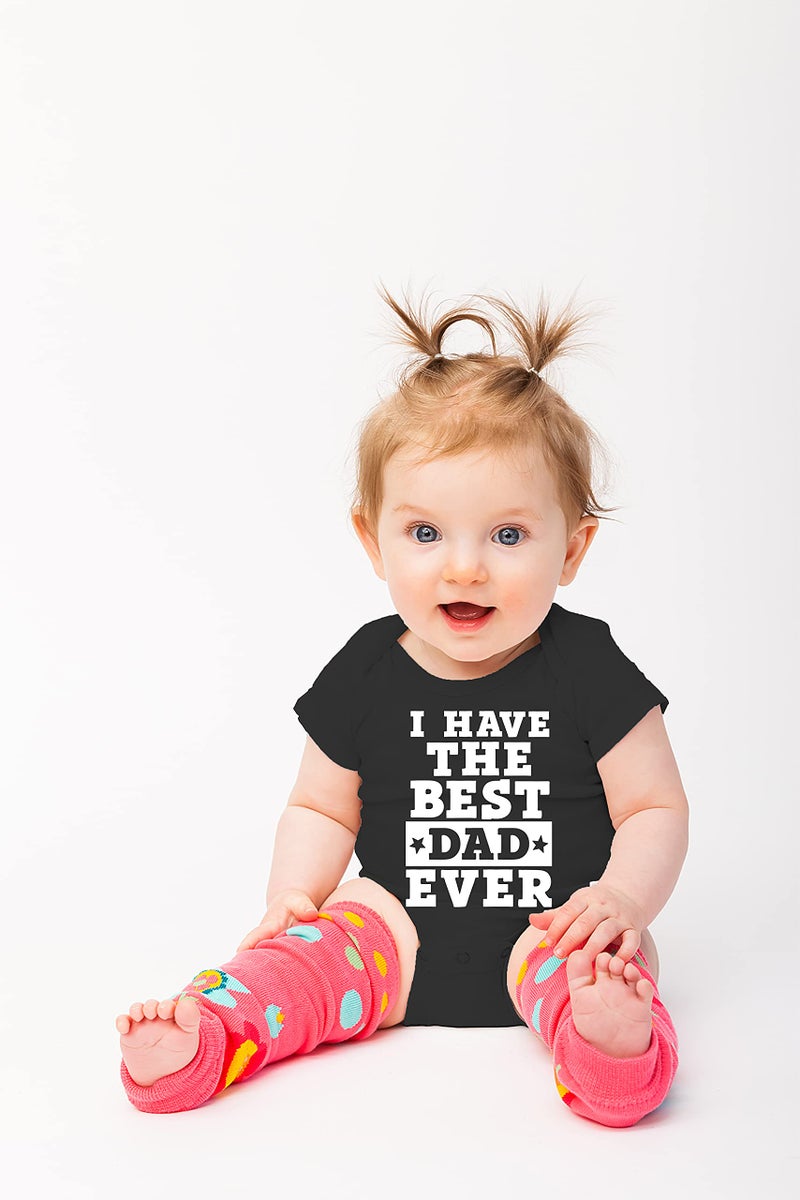 Funnwear I Have The Best Dad Ever - Funny Baby Essentials Bodysuit Romper - Newborn Baby Girl Clothes (Newborn, Black) - Image 3