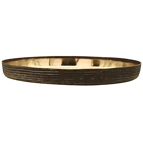 RJ kitchenware Store Bronze Metal thali Handmade Pooja Thali Handmade Kansi Plates Bell Bronze Metal Tray Pooja Thali (800 g, Bronze) - Image 4