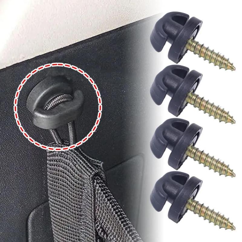 Car Trunk Hook: 4 Pack Black ABS Durable Lightweight Universal - Easy Screw Installation Secure Luggage Net Hook for SUV Off-Road Vehicle Travel Storage - Image 2