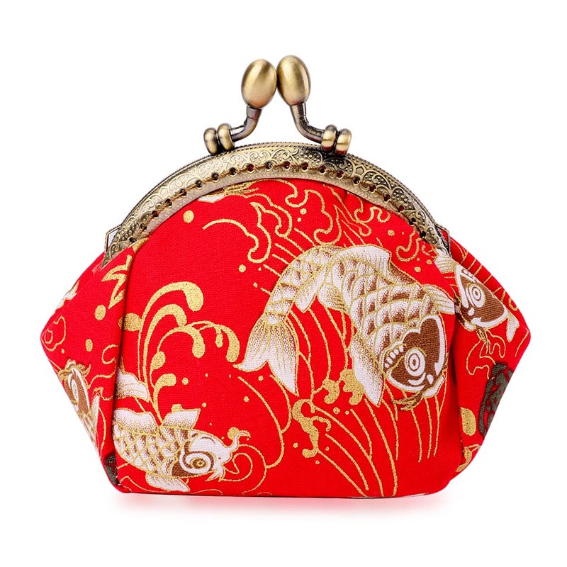 Oyachic Oyachic Carp Coin Purse Change Purse Bulk Women Lucky Small Wallet Vintage Clutch Pouch Bag for Women,red  - Image 1
