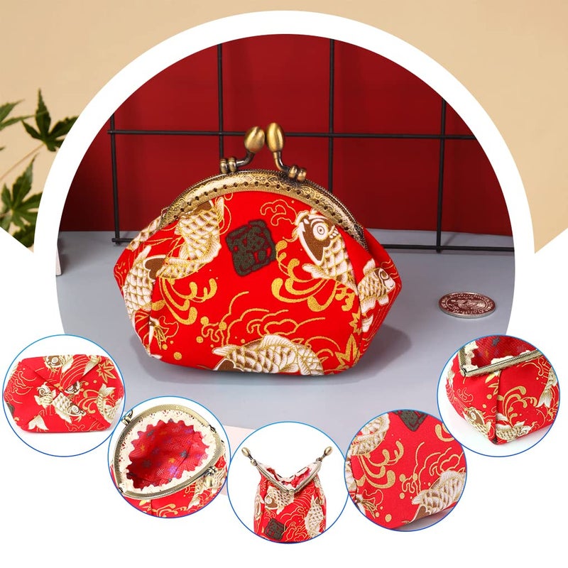 Oyachic Oyachic Carp Coin Purse Change Purse Bulk Women Lucky Small Wallet Vintage Clutch Pouch Bag for Women,red  - Image 2