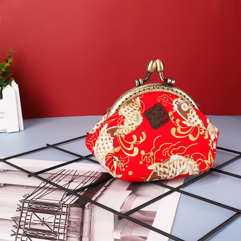 Oyachic Oyachic Carp Coin Purse Change Purse Bulk Women Lucky Small Wallet Vintage Clutch Pouch Bag for Women,red  - Image 3