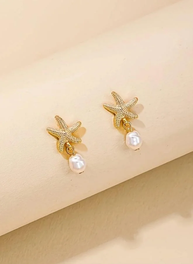 Take Two Starfish Pearl Drop Earrings