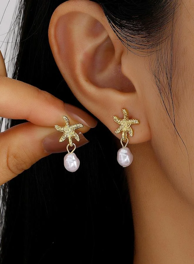Take Two Starfish Pearl Drop Earrings