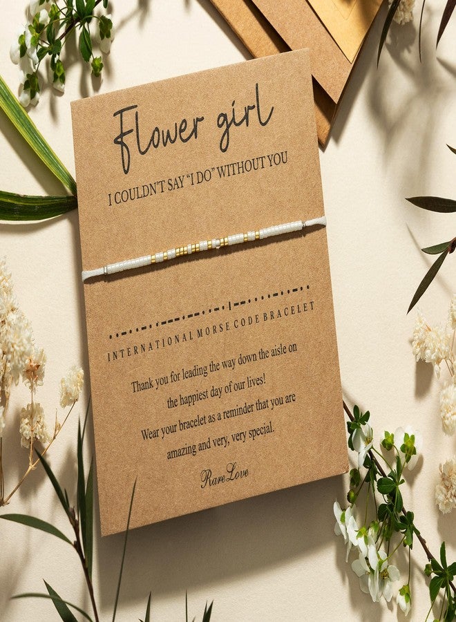 RareLove Flower Girl Proposal Gifts Will You Be My Flower Girl Morse Code Beaded Bracelet for Women,Flower Girl Gifts from Bride White Gold Pony Seed Tiny Beads, 3M25MS002 - Image 2