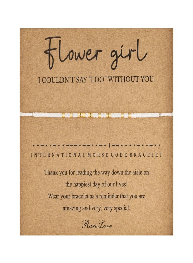 RareLove Flower Girl Proposal Gifts Will You Be My Flower Girl Morse Code Beaded Bracelet for Women,Flower Girl Gifts from Bride White Gold Pony Seed Tiny Beads, 3M25MS002 - Image 1