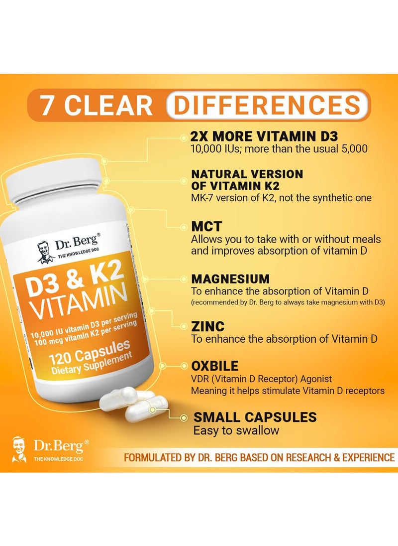 Dr. Berg Nutritional - Nutritionals D3 And K2 Vitamin Supplement With Purified Bile Salts 120 Capsules - Image 1