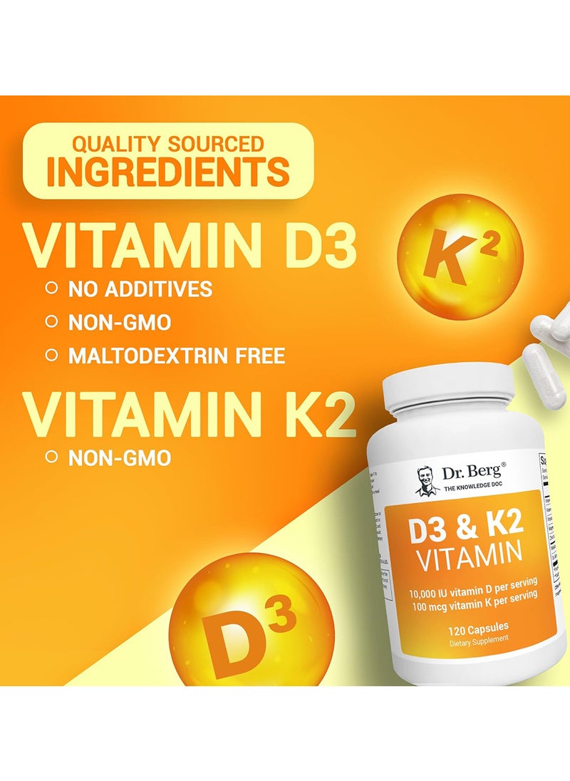 Dr. Berg Nutritional - Nutritionals D3 And K2 Vitamin Supplement With Purified Bile Salts 120 Capsules - Image 1