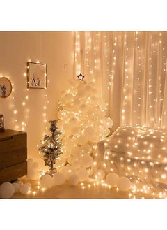 Curtain Decorative String Lights Twinkle 3m×3m 300 leds USB Powered 8 Adjustable Modes with Wireless Remote for Window Birthday Ramadan Indoor and Outdoor Party, Warm White