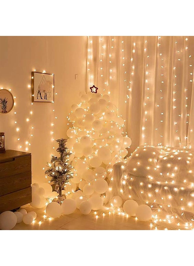 Arabest - Curtain Decorative String Lights Twinkle 3m×3m 300 leds USB Powered 8 Adjustable Modes with Wireless Remote for Window Birthday Ramadan Indoor and Outdoor Party, Warm White - Image 1