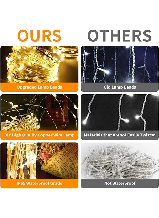 Arabest - Curtain Decorative String Lights Twinkle 3m×3m 300 leds USB Powered 8 Adjustable Modes with Wireless Remote for Window Birthday Ramadan Indoor and Outdoor Party, Warm White - Image 1