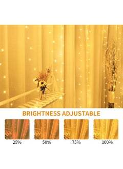 Arabest Curtain Decorative String Lights Twinkle 3m×3m 300 leds USB Powered 8 Adjustable Modes with Wireless Remote for Window Birthday Ramadan Indoor and Outdoor Party, Warm White  - Image 4