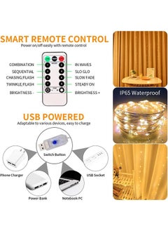 Arabest Curtain Decorative String Lights Twinkle 3m×3m 300 leds USB Powered 8 Adjustable Modes with Wireless Remote for Window Birthday Ramadan Indoor and Outdoor Party, Warm White  - Image 2