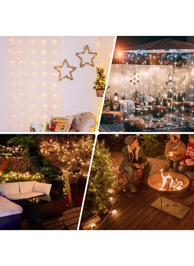 Arabest - Curtain Decorative String Lights Twinkle 3m×3m 300 leds USB Powered 8 Adjustable Modes with Wireless Remote for Window Birthday Ramadan Indoor and Outdoor Party, Warm White - Image 1