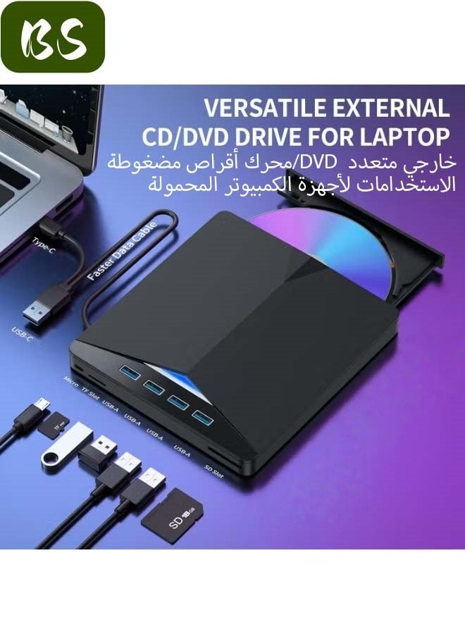 BS 7 in 1 Multi-function External Optical Drive | External CD/DVD Drive for Laptops | Portable CD/DVD Burner  Compatible with Laptops, Desktops, Windows 11/10/8/7, Linux, and Mac OS - Image 3