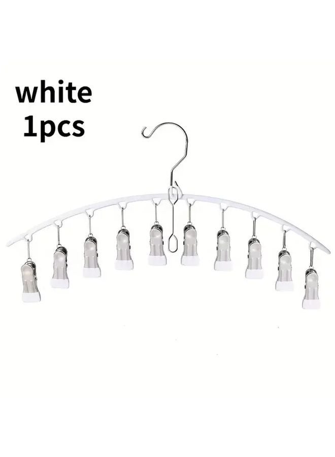White Heavy Duty Stainless Steel Space Saving Clothes Hanger Holds 10 Socks Undergarments Pants - Image 1